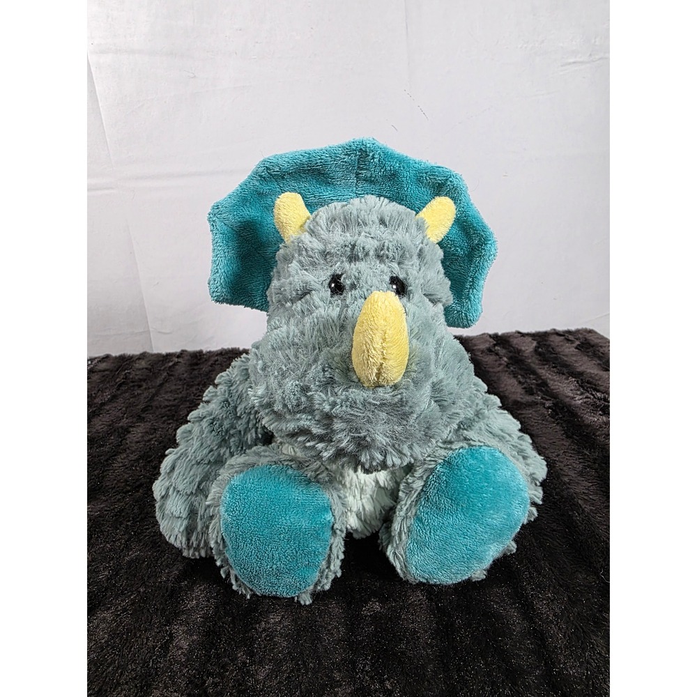 Demdaco Triceratops Dinosaur Plush Stuffed Animal Seafoam Green Teal Shaggy Toy